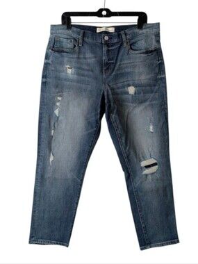 Gap Best Girlfriend Slim Straight Jeans Holden Repair Distressed Blue Size 12/31